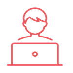 red icon of a person at a computer